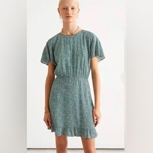 & Other Stories Forest Green and Cream Patterned mini dress